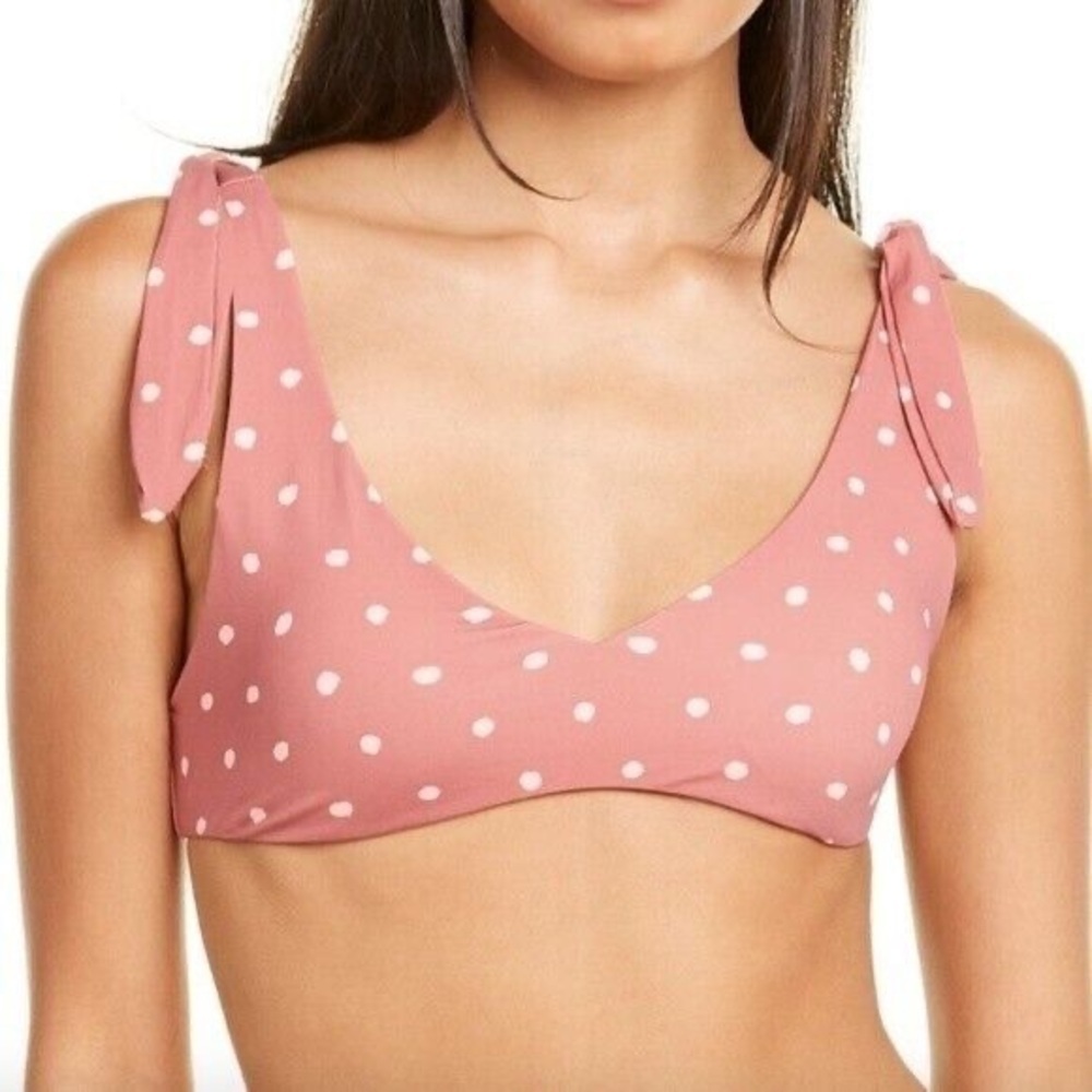 NWT Eberjey Dotty Sunset Rose Polka Dot Noelle Bikini Swim Tie Top Size S